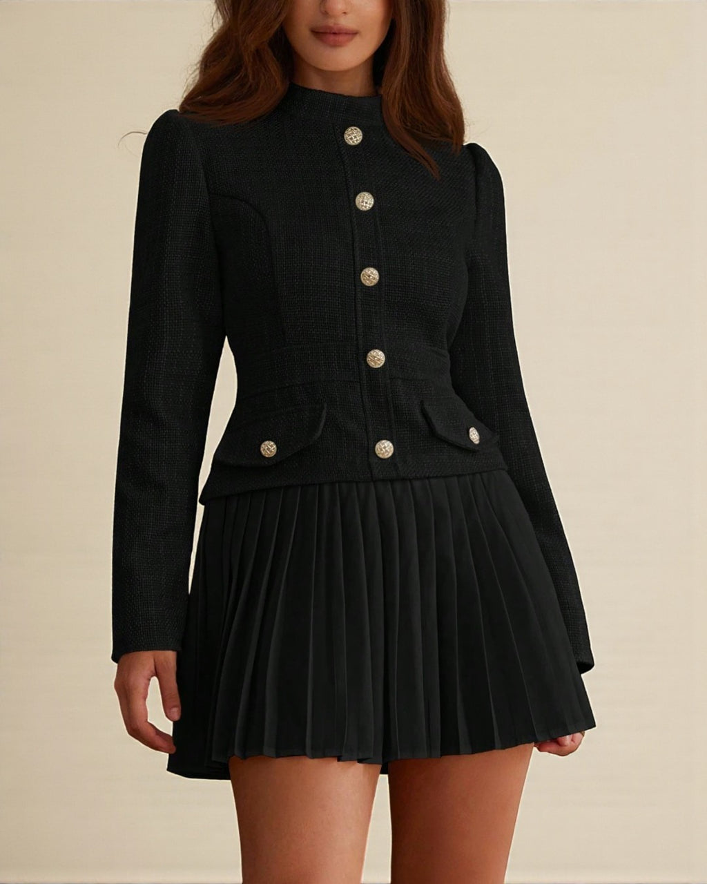 Lillian Mini Long Sleeve Dress - Black