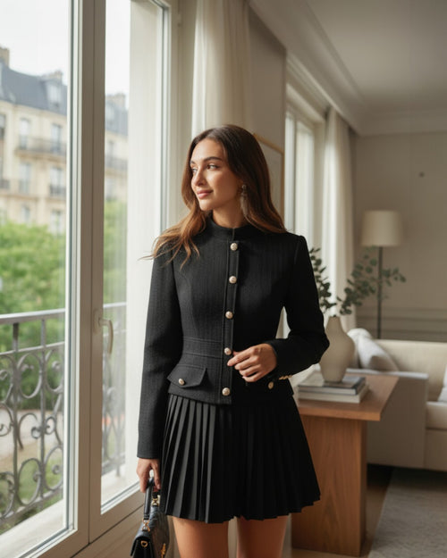 Lillian Mini Long Sleeve Dress - Black