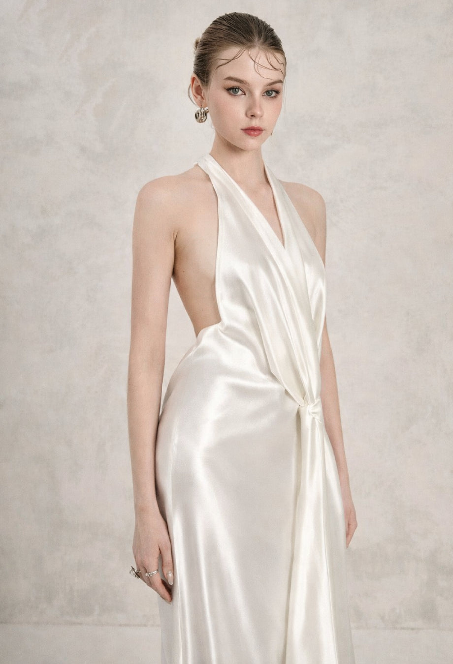 satin maxi dress ivory Ivory Satin Evenings Maxi Dress