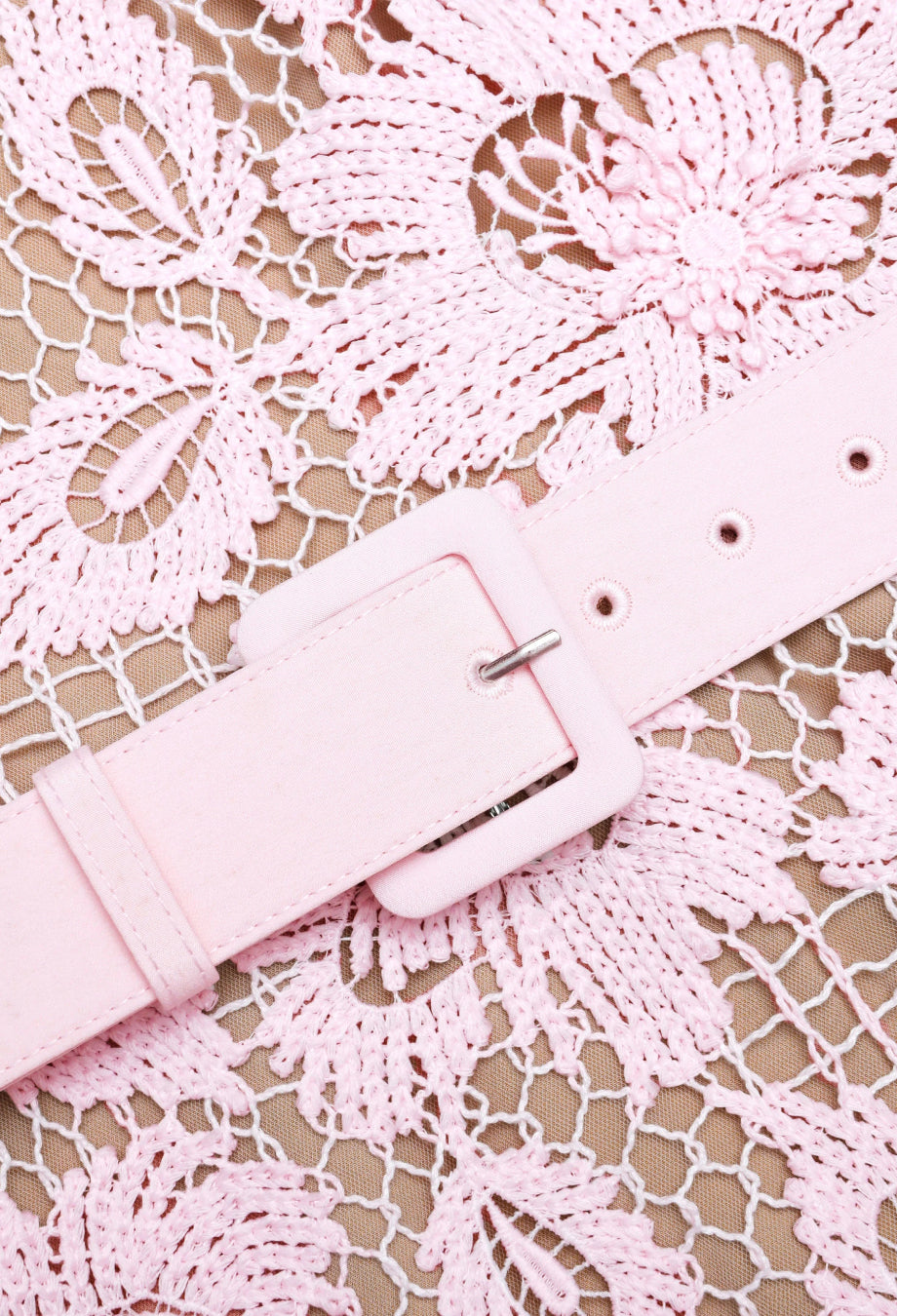 Lolita Crochet Lace Midi Dress, pink garden party dress​, light pink party dress​