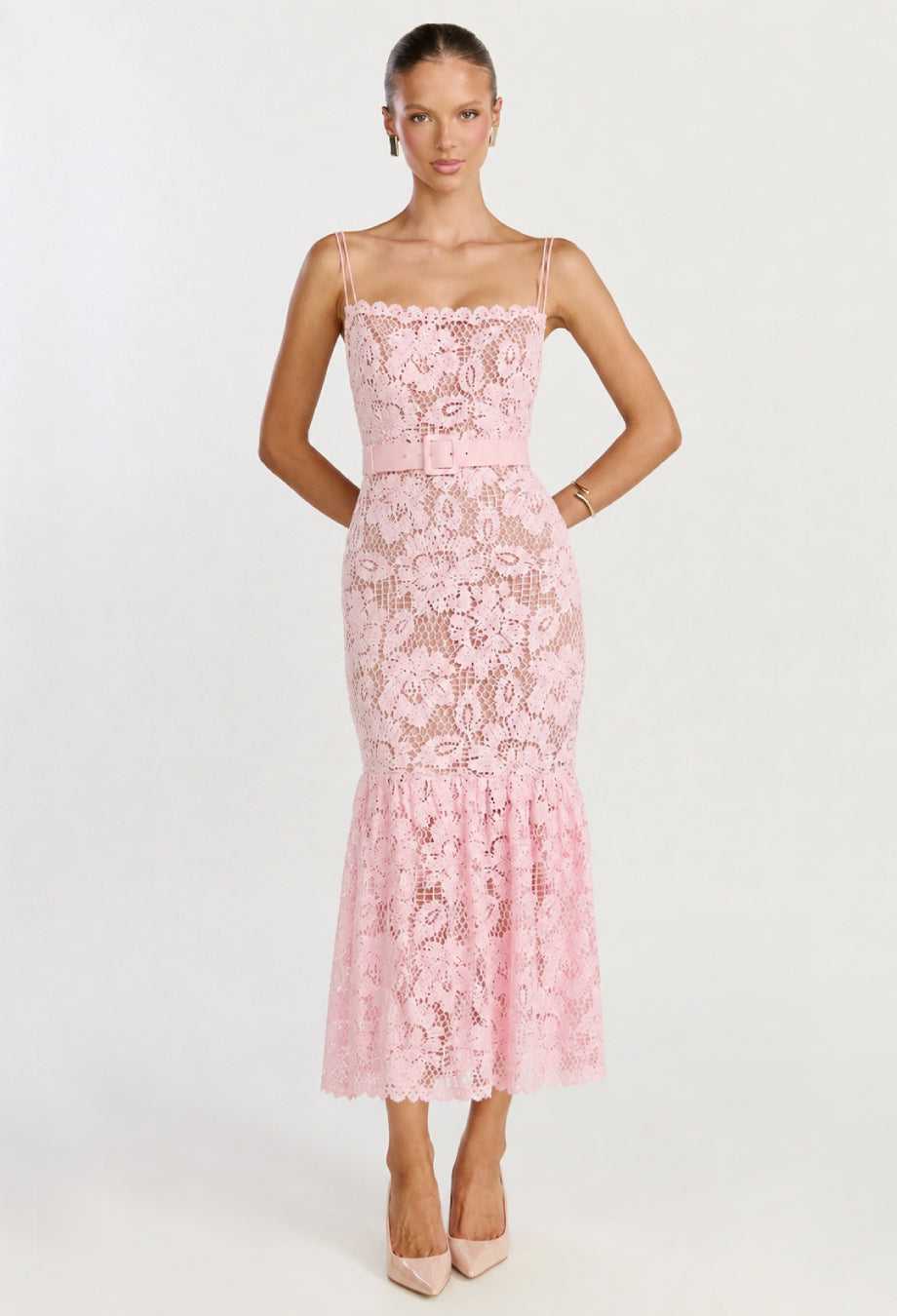 Pink Lace Dress for Wedding Guest, Lolita Midi Dress, pink lace dress for wedding guest, pink lace dress wedding guest