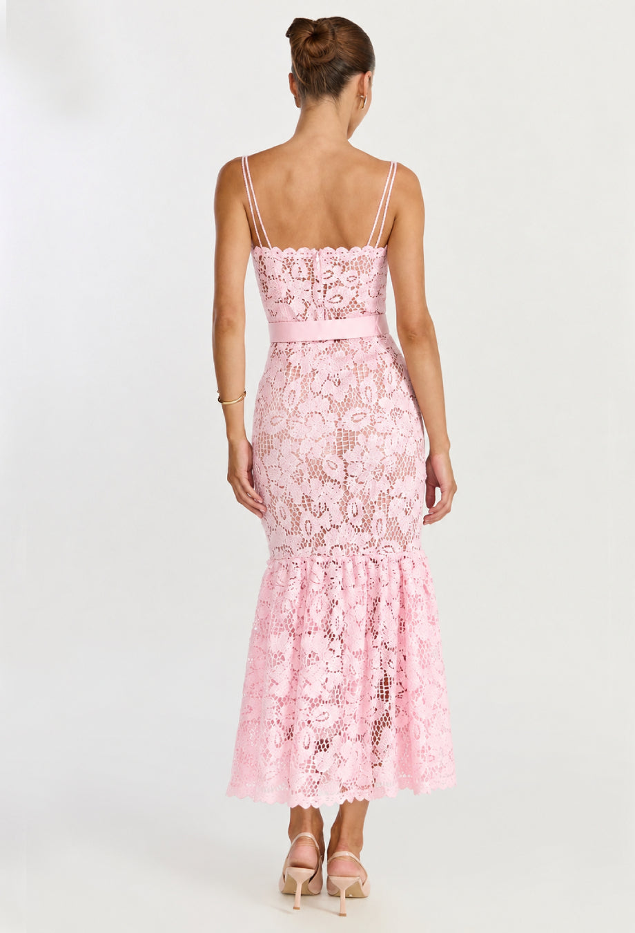 Pink Lace Dress for Wedding Guest, Lolita Midi Dress, pink lace wedding guest dress, pink dress wedding guest​