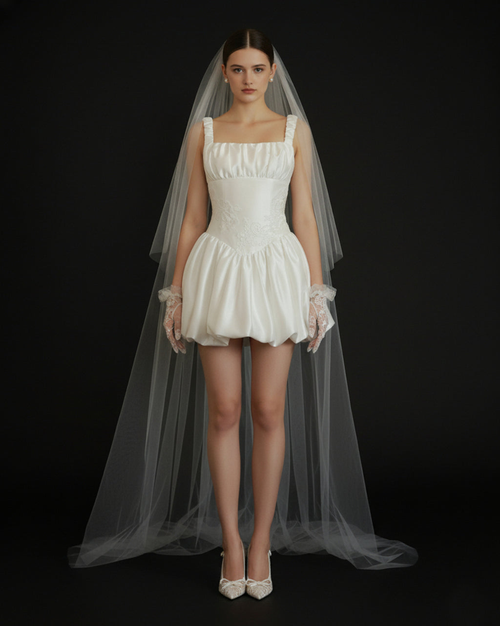 Lotus Ivory Mini Dress, HUONG BOUTIQUE