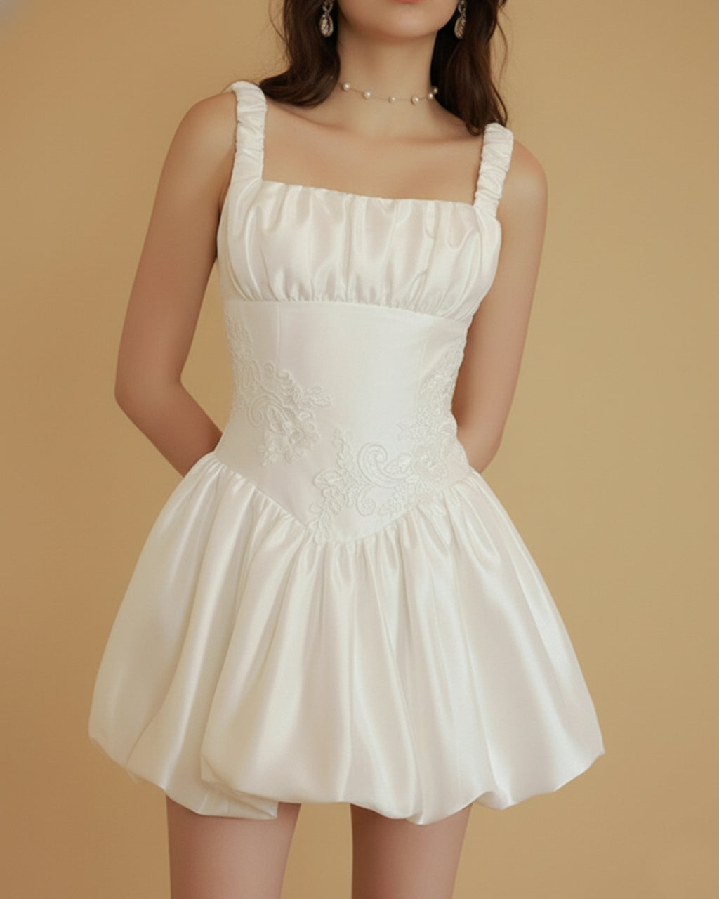 Lotus Ivory Mini Dress, white mini dress, mini white dress, bubble dress​, bubble skirt dress​