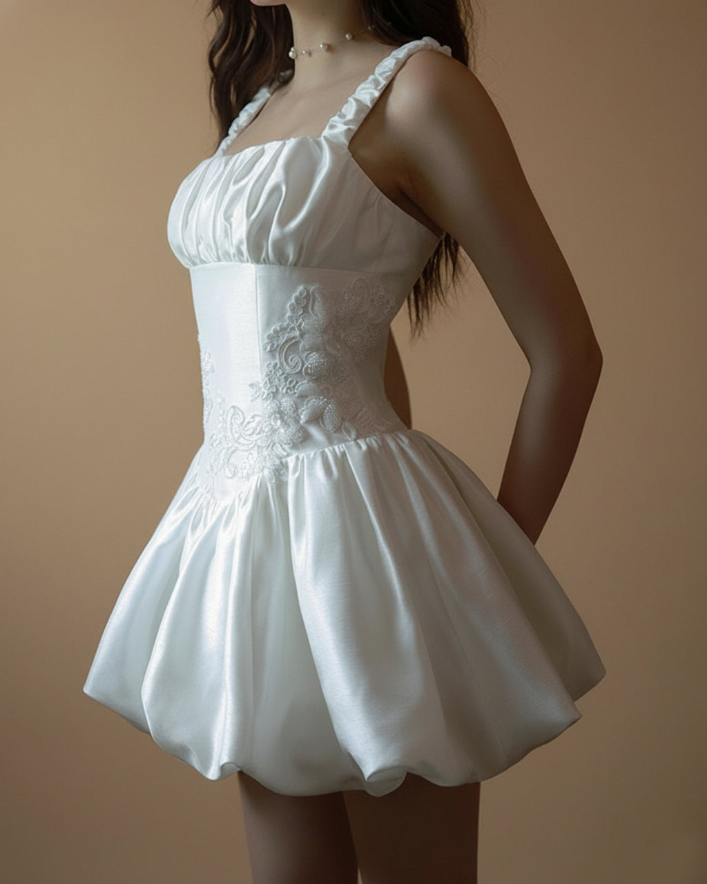 Lotus Ivory Mini Dress, white mini dress, mini white dress, bubble dress​, bubble hem dress​