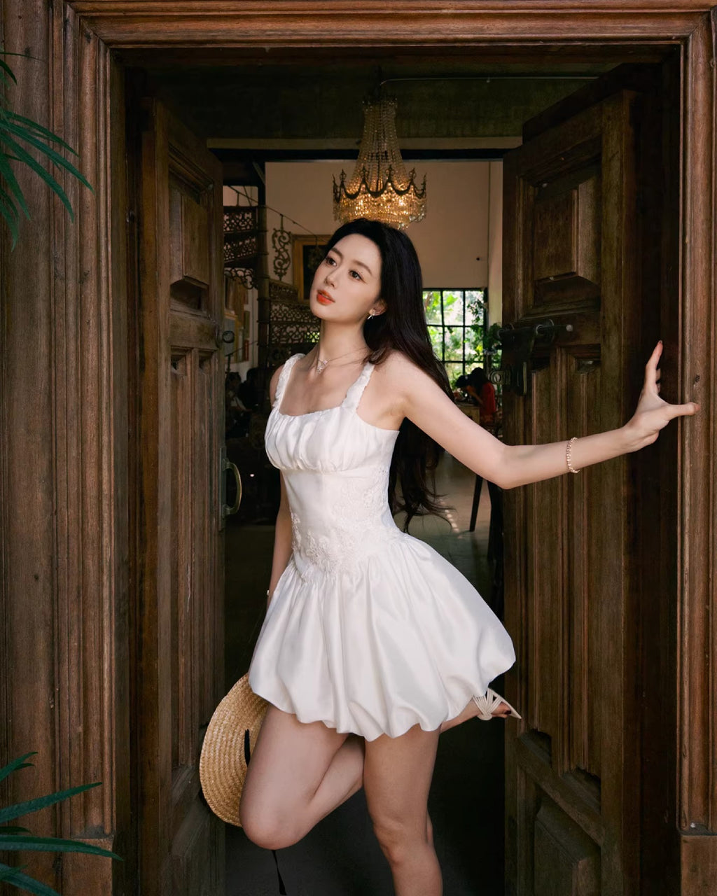 Lotus White Bubble Mini Dress for Women