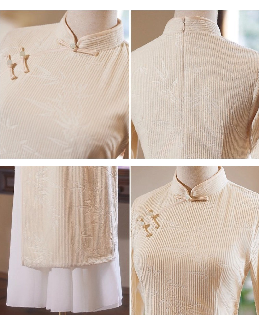 Loula Modernized Áo Dài Dress, Beige Vietnamese Dress, ao dai, ao dai vietnam