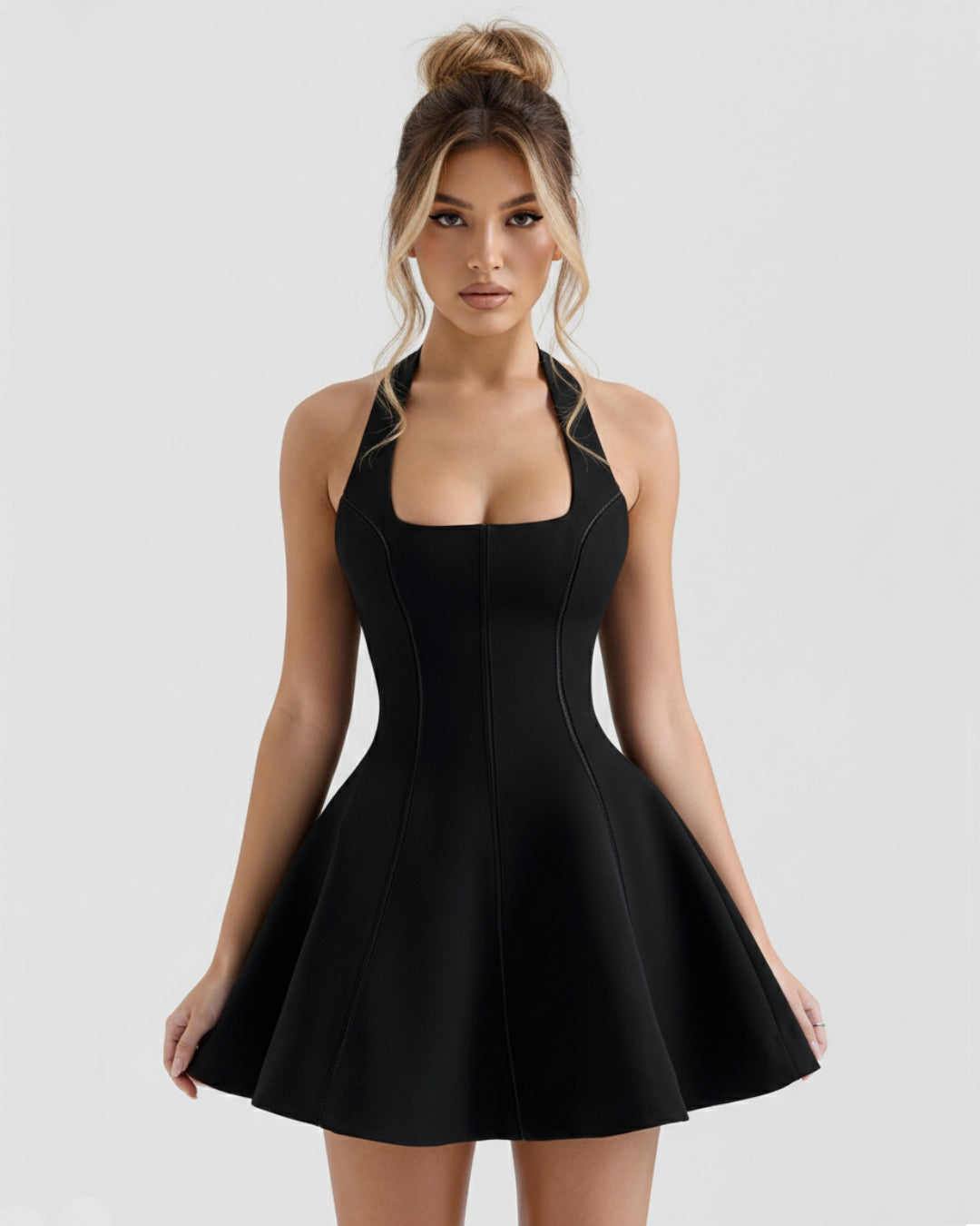 Loulette Black Halter Neck Mini Dress, house of cb black mini dress, black mini dress for graduation, black mini dress nearby