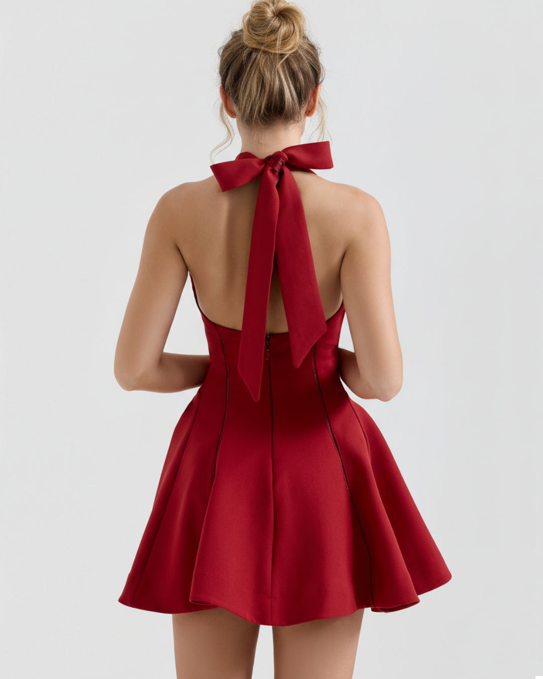 Loulette Red Halter Neck Bow Mini Dress, house of cb red mini dress, red mini dress hoco, red mini dress cheap