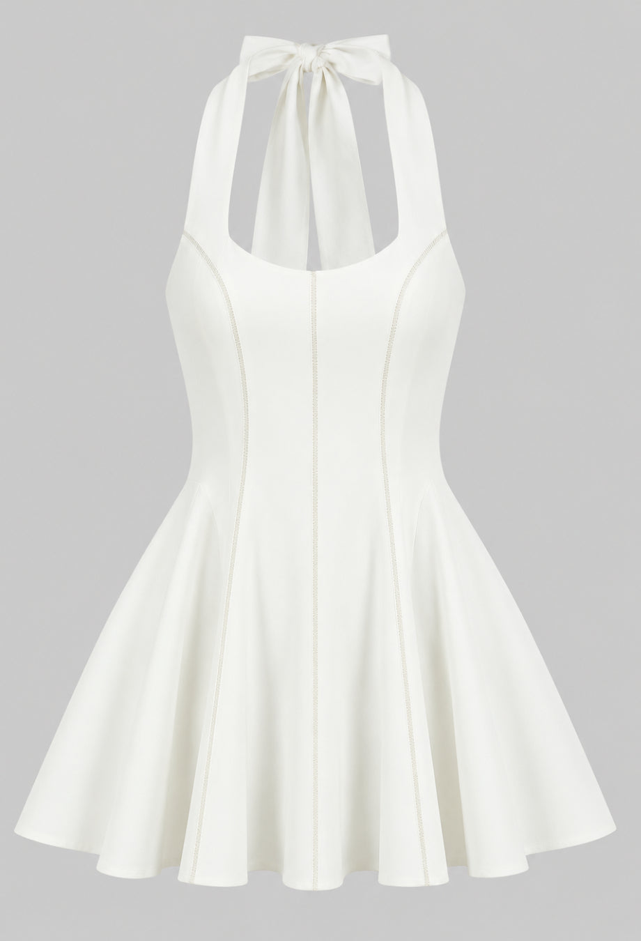 Loulette-White Halter Neck Bow Mini Dress, Graduation Mini Dress, house of cb mini dress