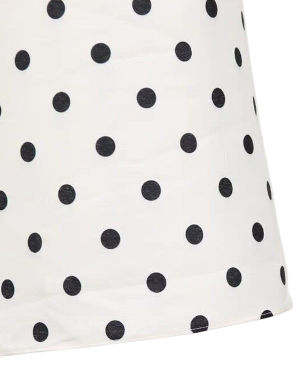 Close-up of a white fabric with black polka dots
