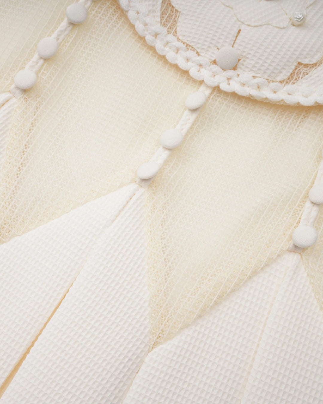 Lucienne Ivory Embroidered Floral Short-Sleeve Mini Dress, embroidered flower mesh dress, embroidered lace dress