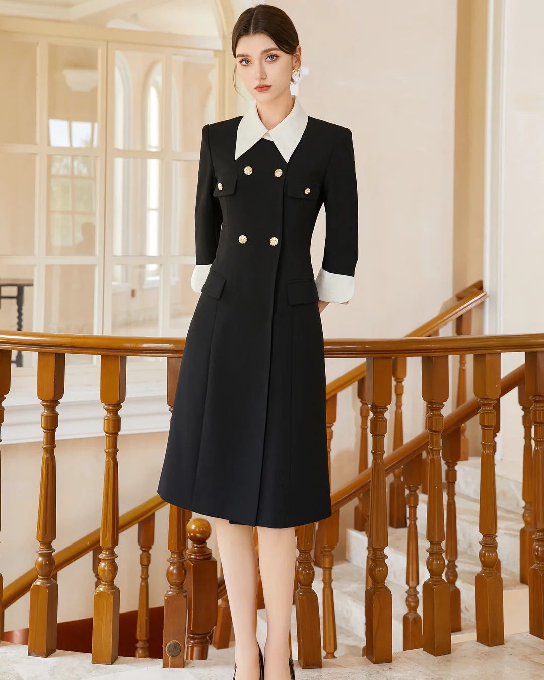 Luella Black and White Blazer Midi Dress