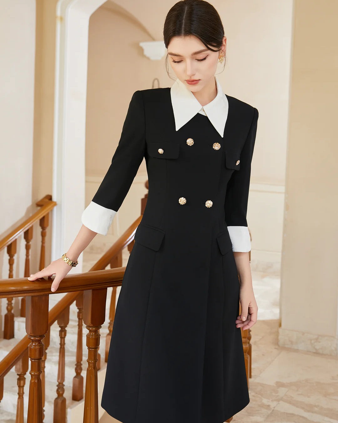 Luella Black and White Blazer Midi Dress - Formal Blazer Dress XL Luella Black and White Blazer Midi Dress - Formal Blazer Dress XL