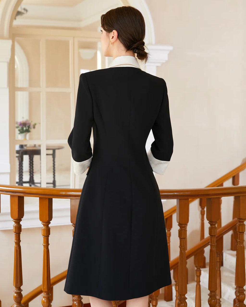 Luella Black and White Blazer Midi Dress
