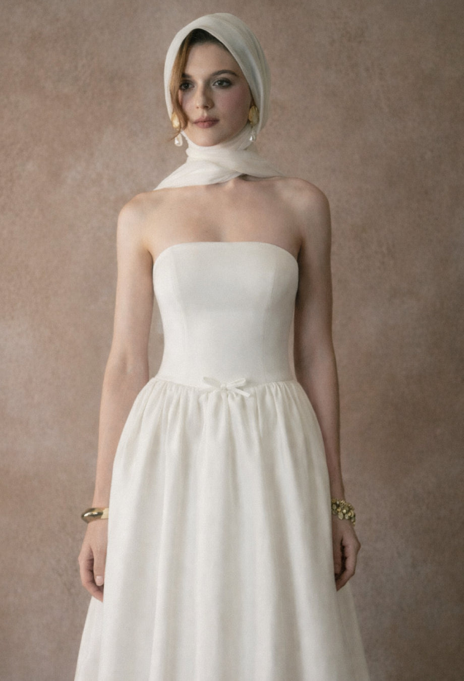 Madeleine White Strapless Bridal Reception Dress