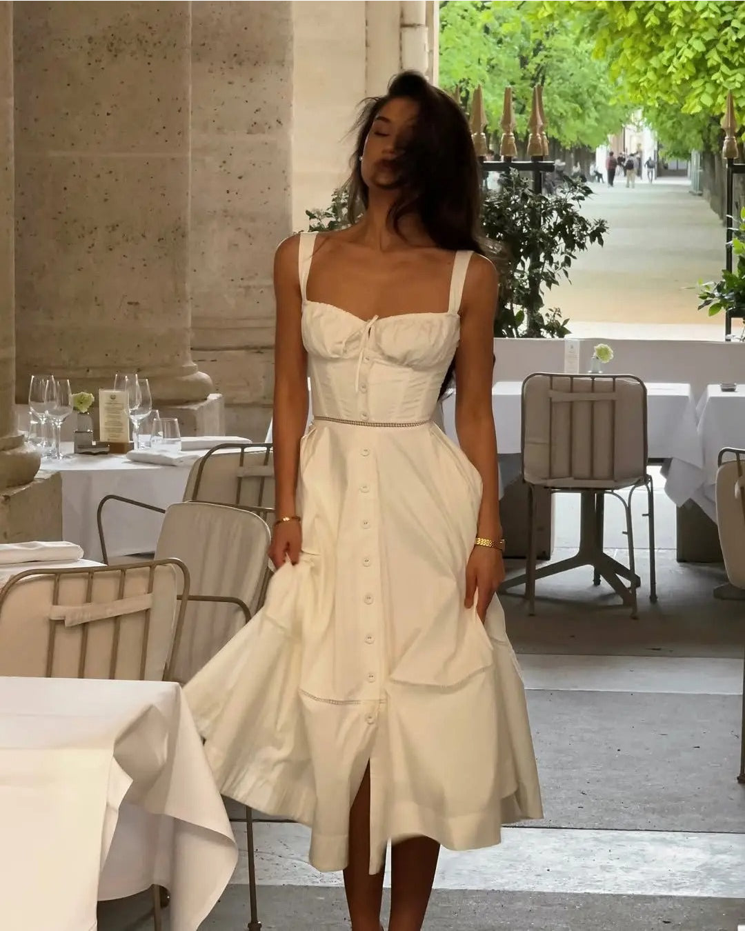 Madelyn Button Front Midi Dress, white dress, brunch outfits, fashion fashion dress, party dress