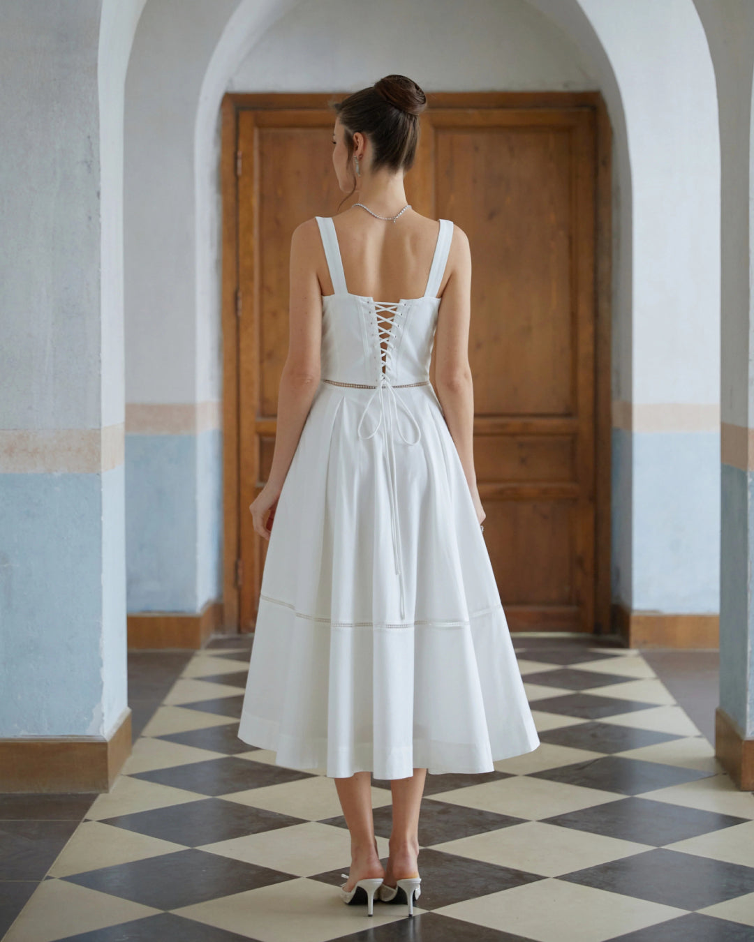 White Button Front Midi Dress - Desse Blanche Fashion L White Button Front Midi Dress - Desse Blanche Fashion L