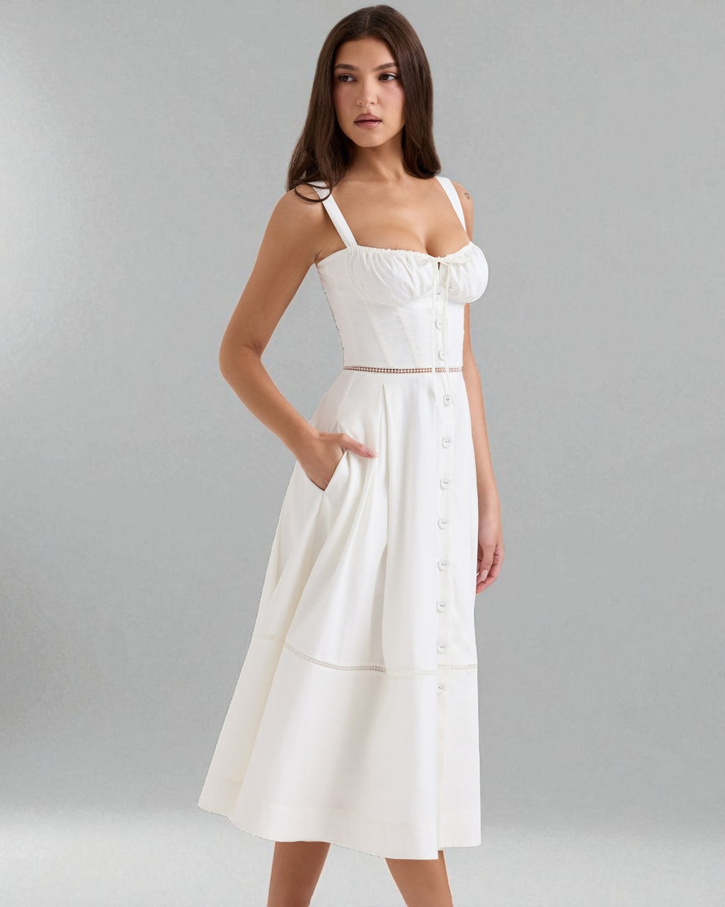Madelyn Button Front Midi Dress, white dress, brunch outfits, fashion fashion dress, party dress