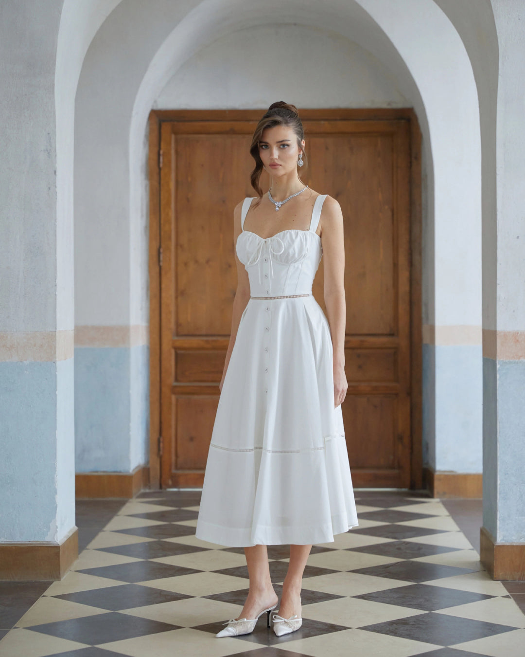 Madelyn Button Front Midi Dress, white dress, brunch outfits, fashion fashion dress, party dress