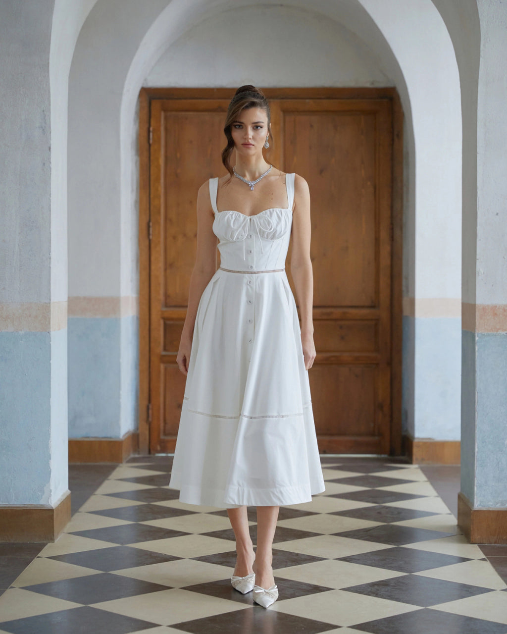 Madelyn Button Front Midi Dress, white dress, brunch outfits, fashion fashion dress, party dress