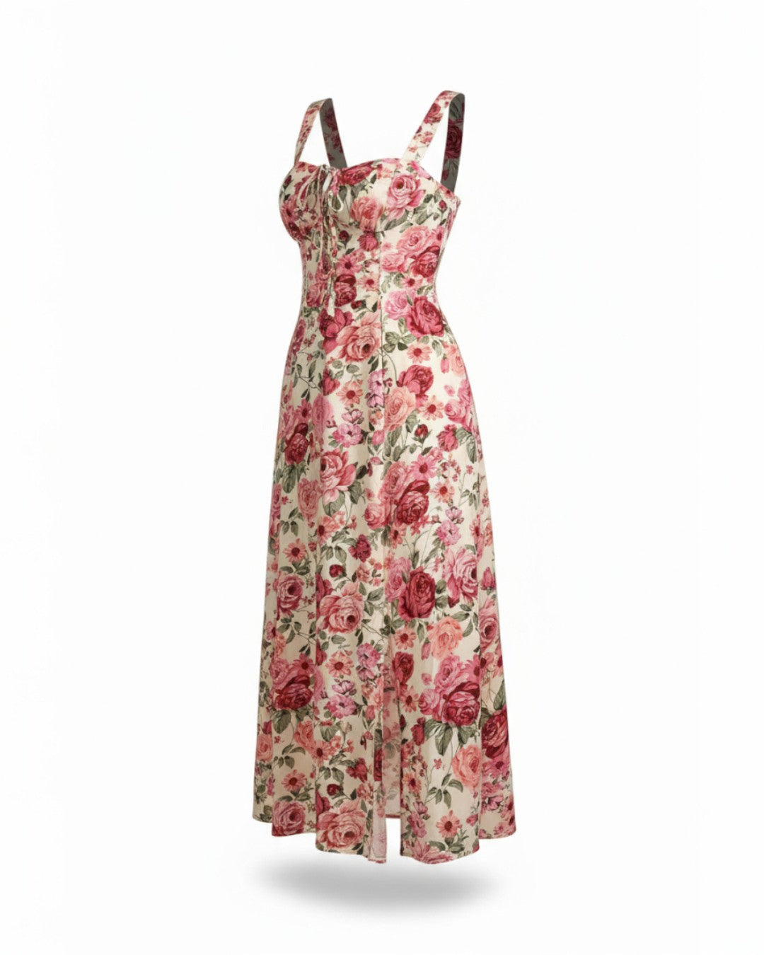 Madison Floral Midi Dress - Red