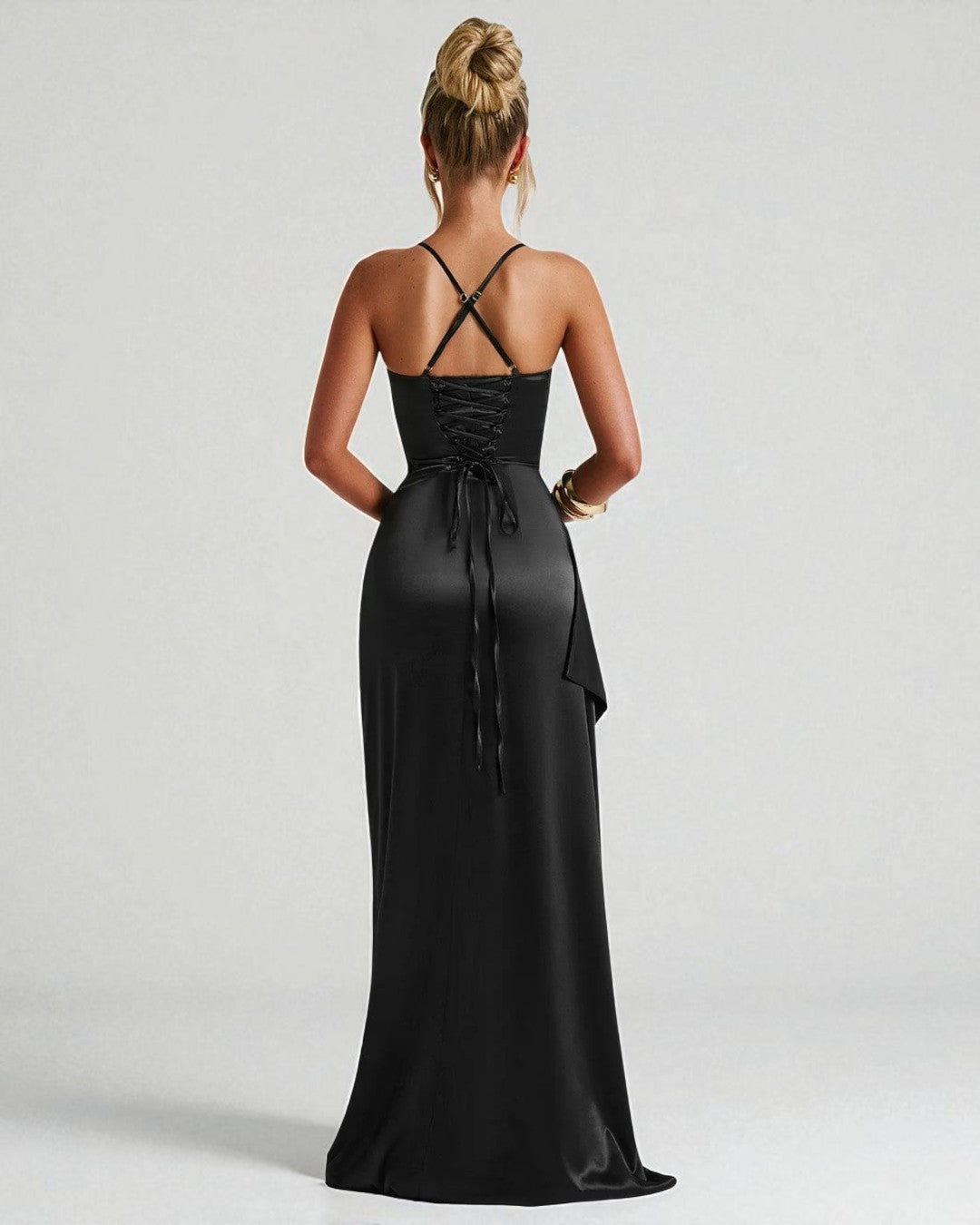 Maeve Satin Maxi Dress - Black