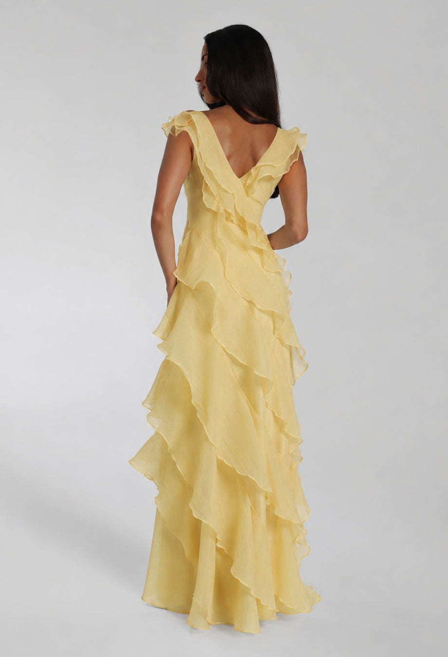 Malila Butter Yellow Women's Ruffle Wedding Guest Dress