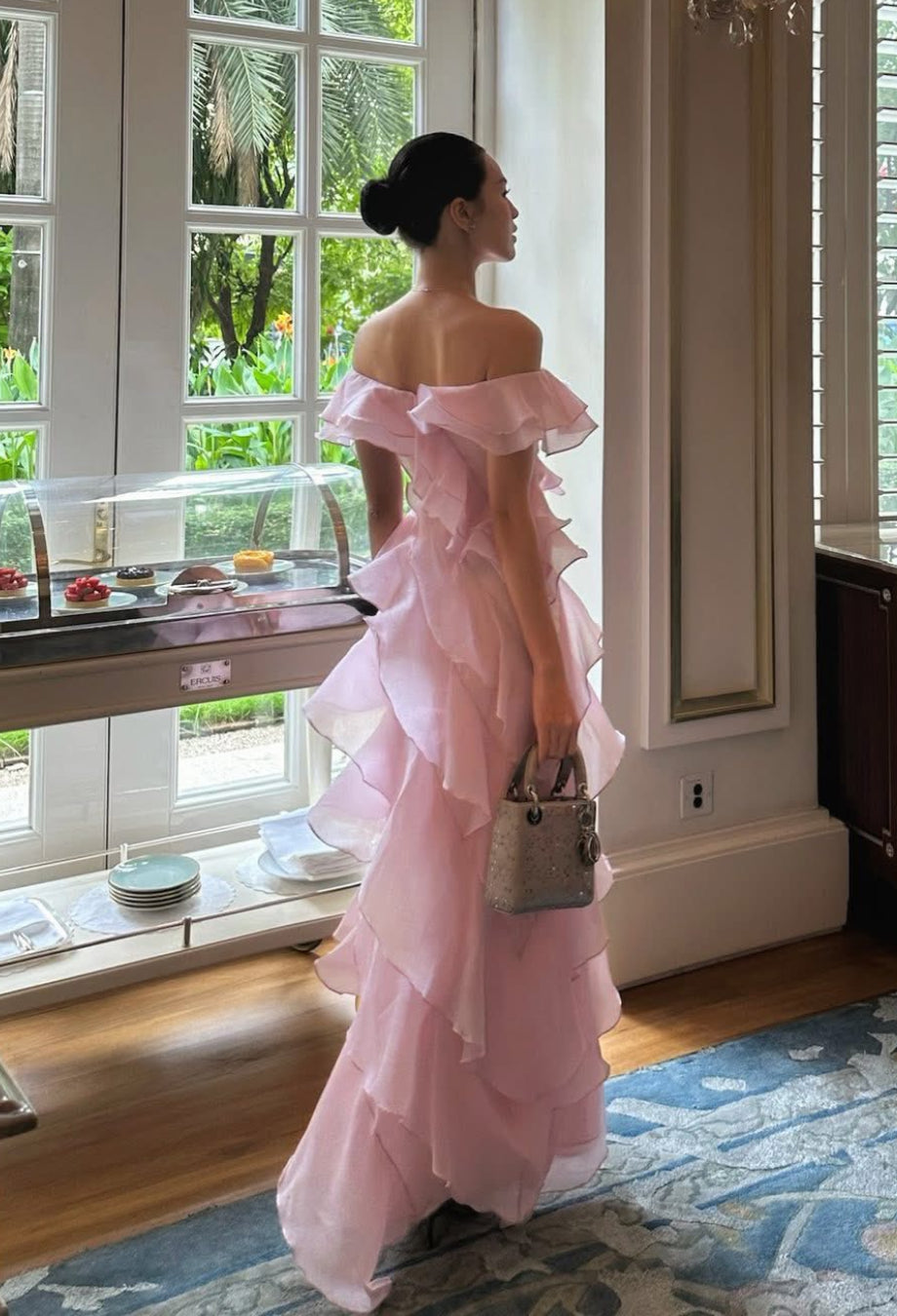 Malila Pink Ruffle Maxi Dress, pink layered ruffle dress​