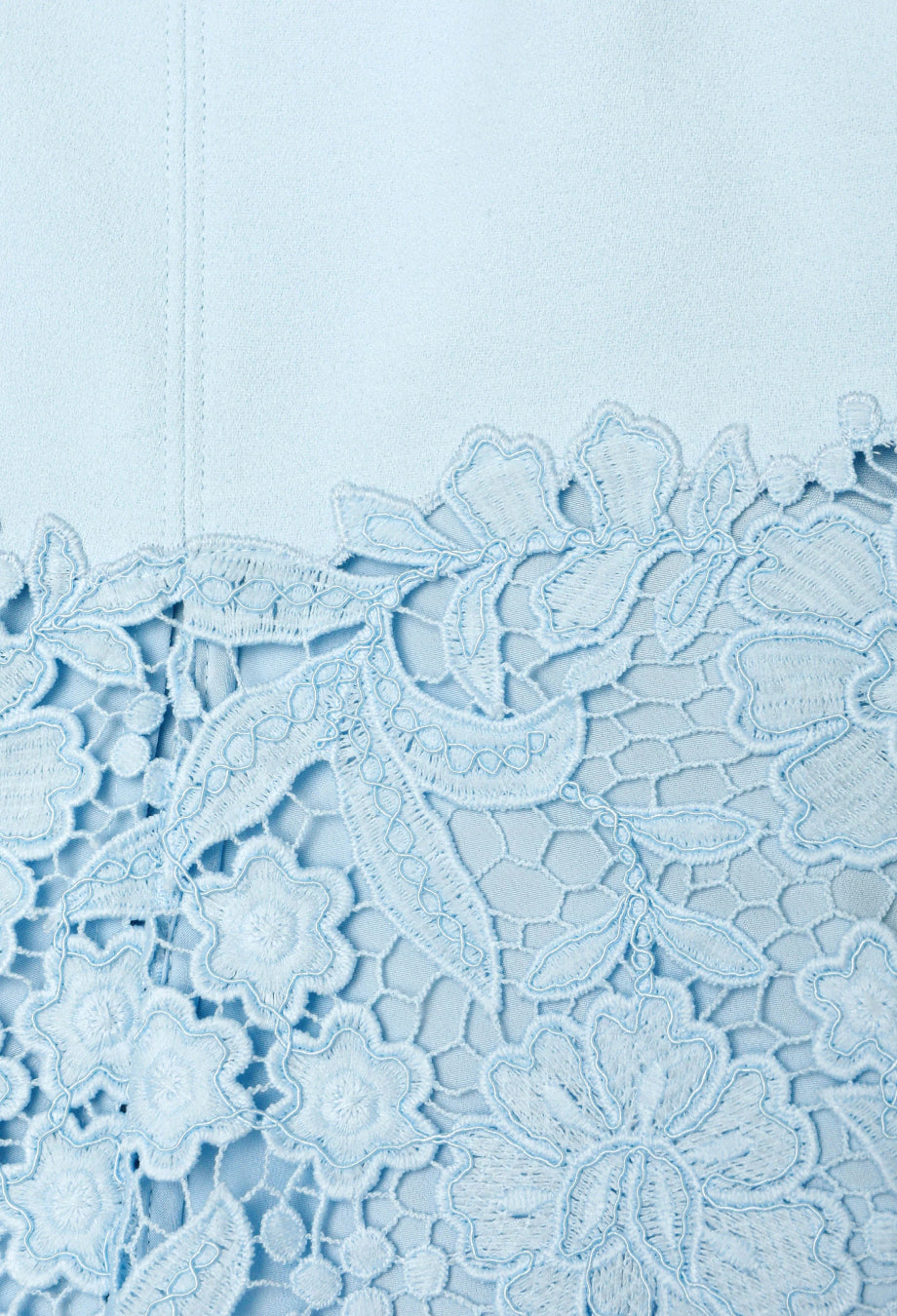 Mariella Baby Blue Crepe Lace Midi Dress, blue floral wedding guest dress​, blue dress wedding guest​