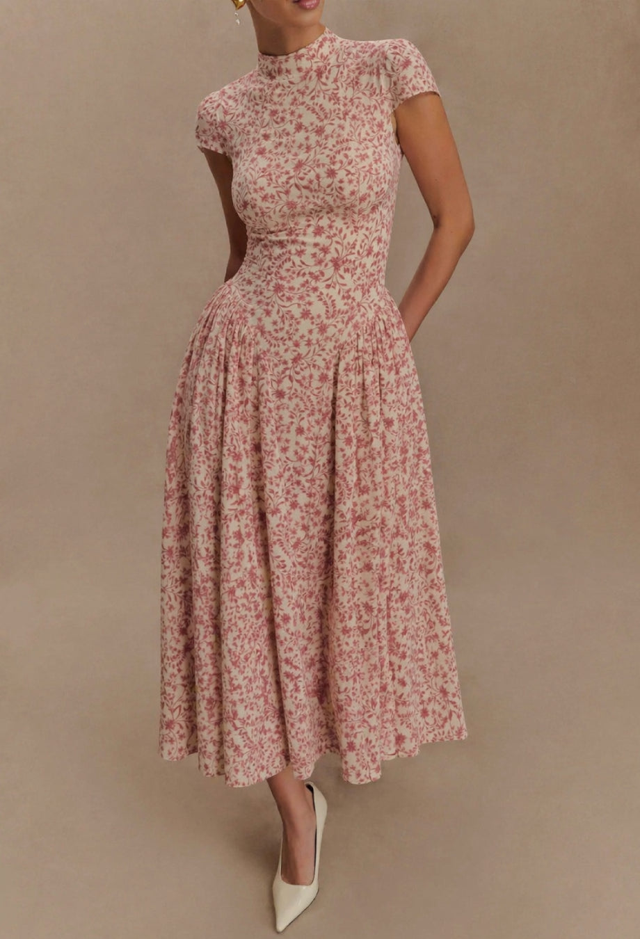 Maven Pink Floral Midi Dress, floral formal dress