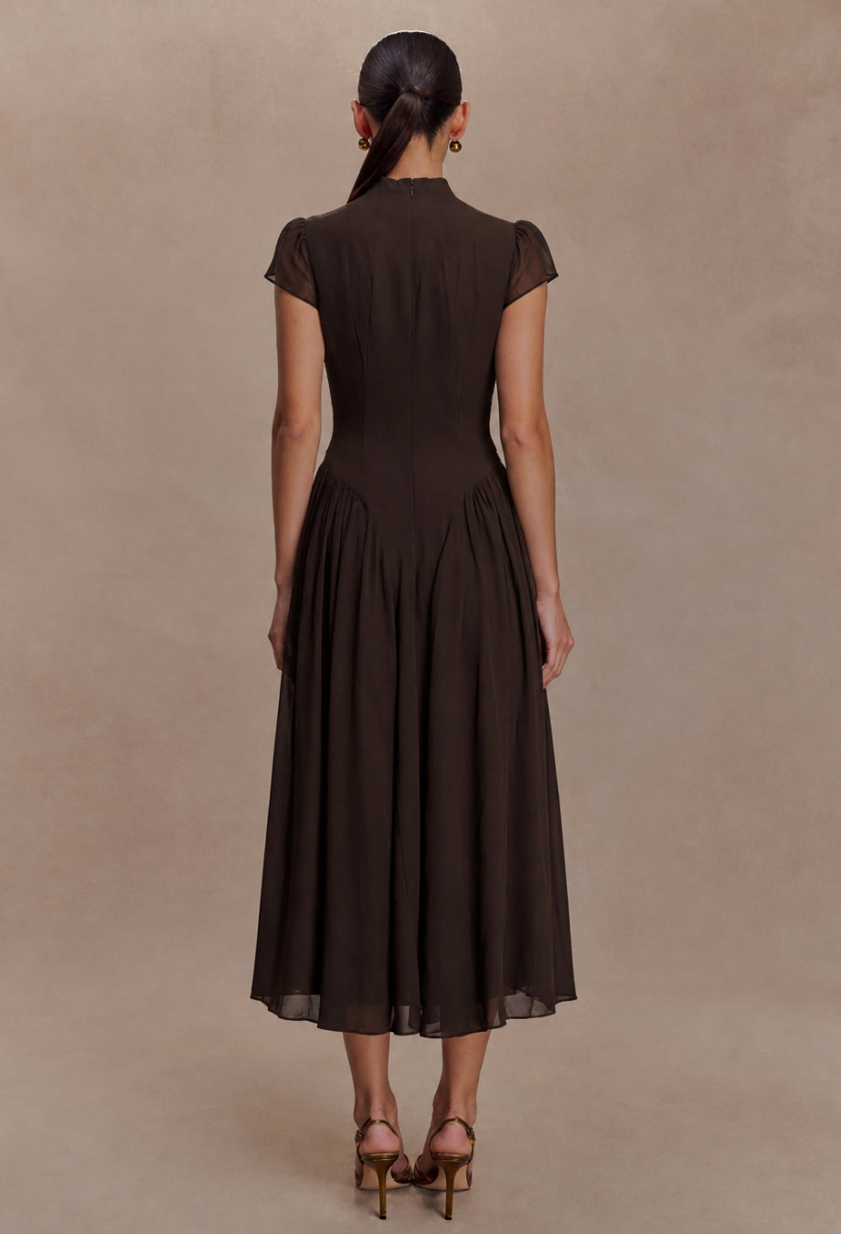 Maven Midi Dress in Coffee Brown, Women's Formal Midi Dress, midi formal dress, formal dress for women midi​