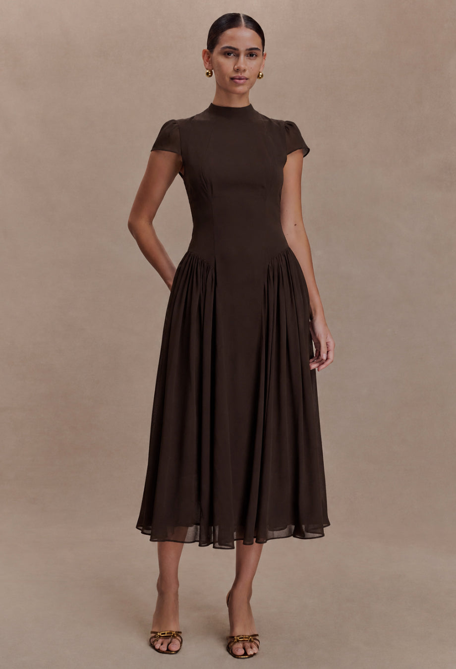 Maven Brown Midi Dress, maven reformation dress​, brown reformation dress, reformation brown silk dress​