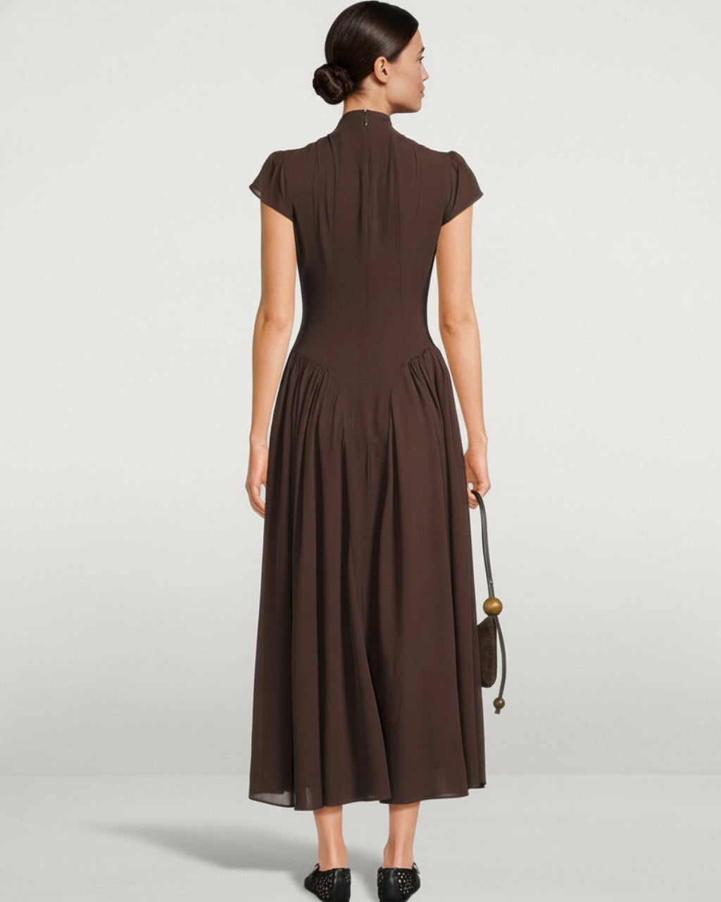 Maven Midi Dress in Coffee Brown, Women's Formal Midi Dress, midi formal dress, formal dress​