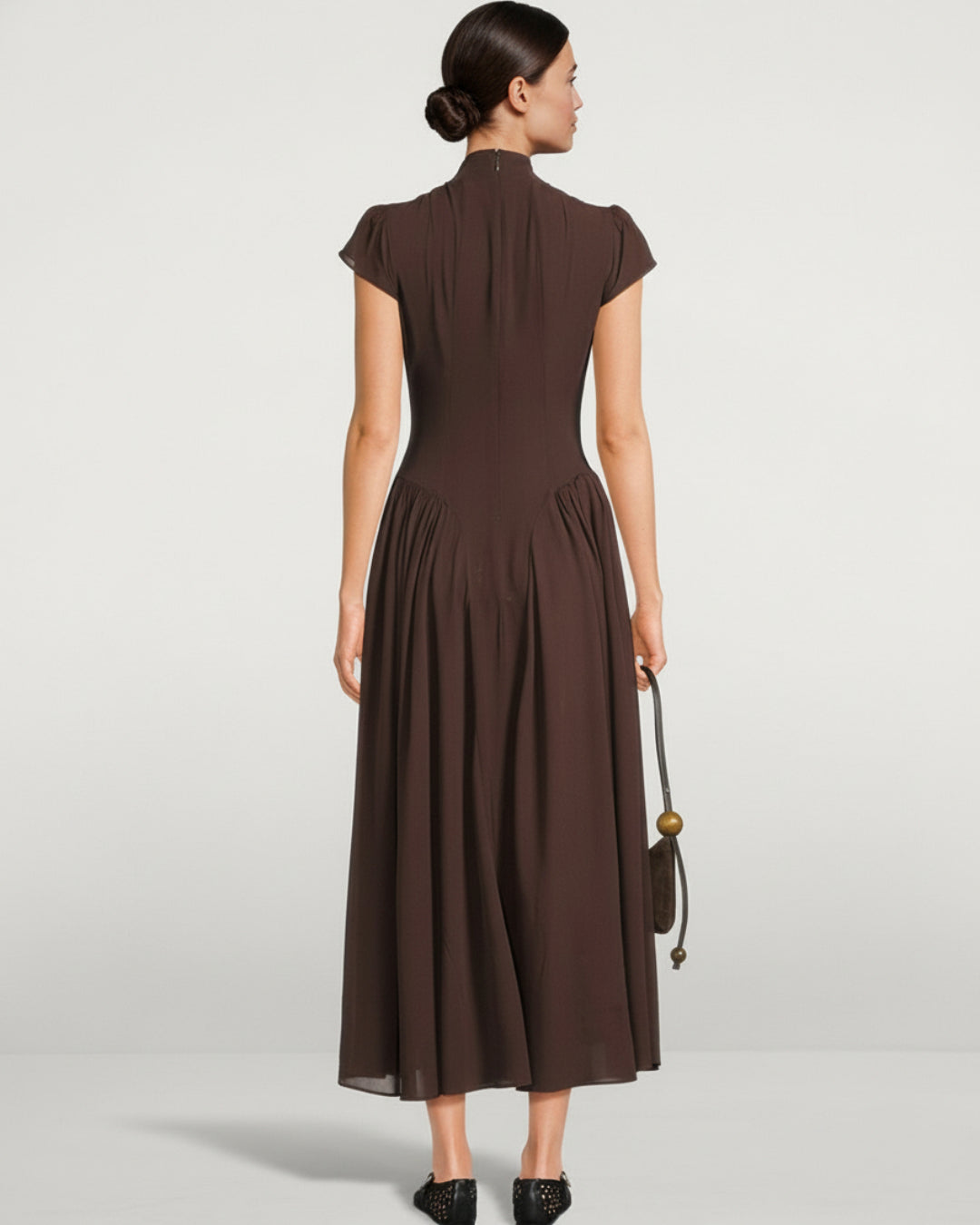 Maven Midi Dress in Coffee Brown, Women's Formal Midi Dress, midi formal dress, formal dress​