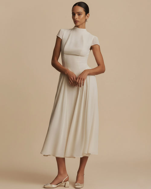 Maven Midi Dress in Ivory, Formal Midi Dress, reformation dress​, linen midi dress​