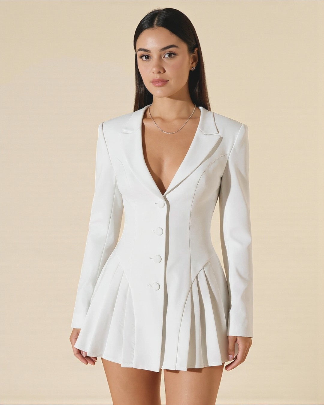 Maya Mini Long Sleeve Dress - Ivory