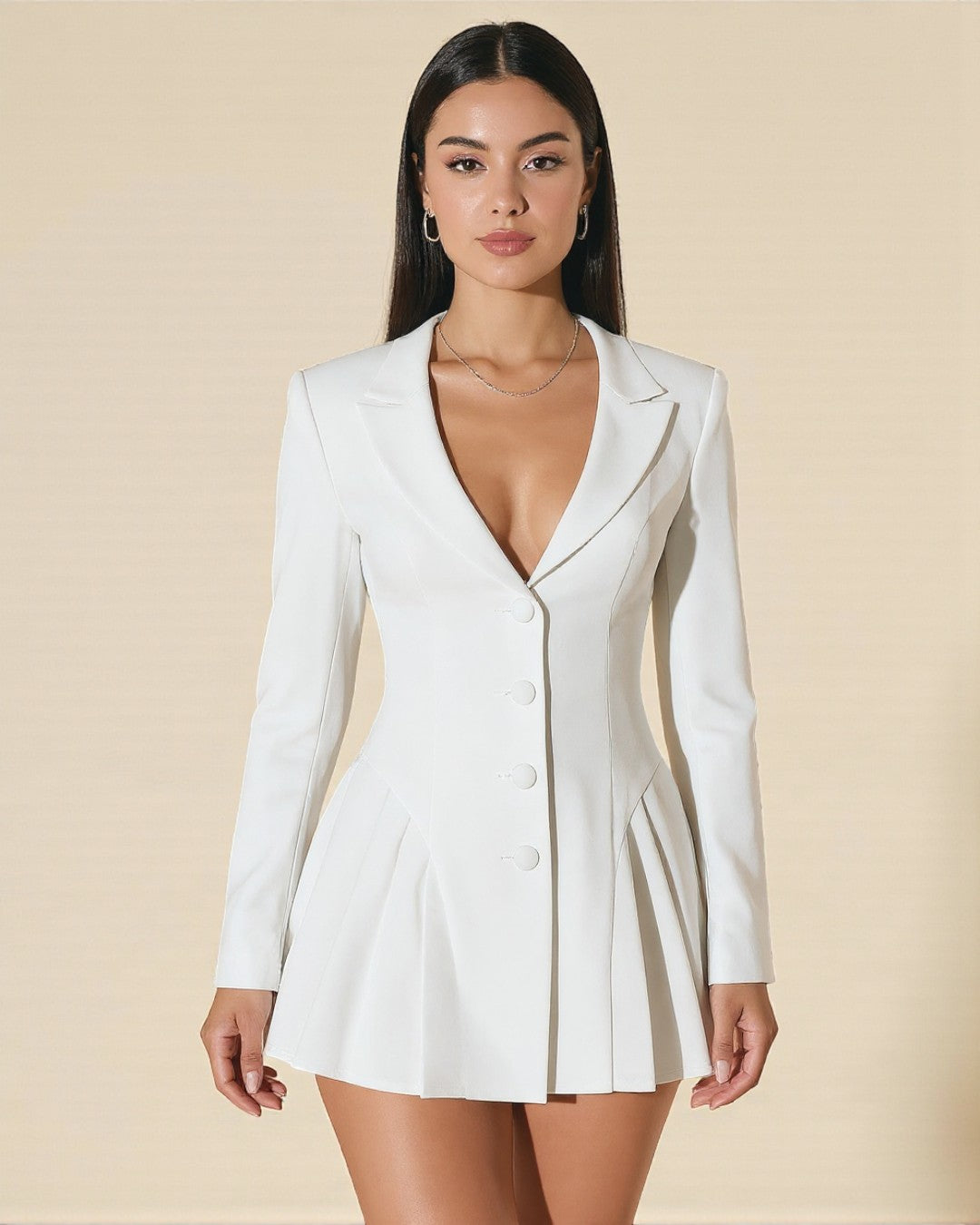 Maya Mini Long Sleeve Dress - Ivory