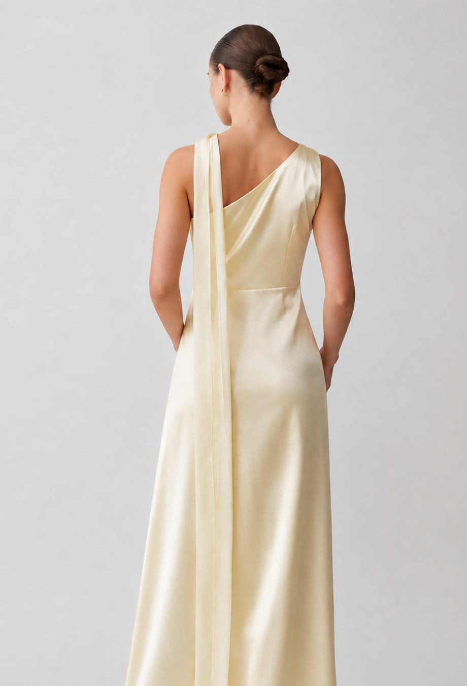Merritt Light Yellow Maxi Dress with Neck Scarf, mustard yellow dress, yellow formal dress