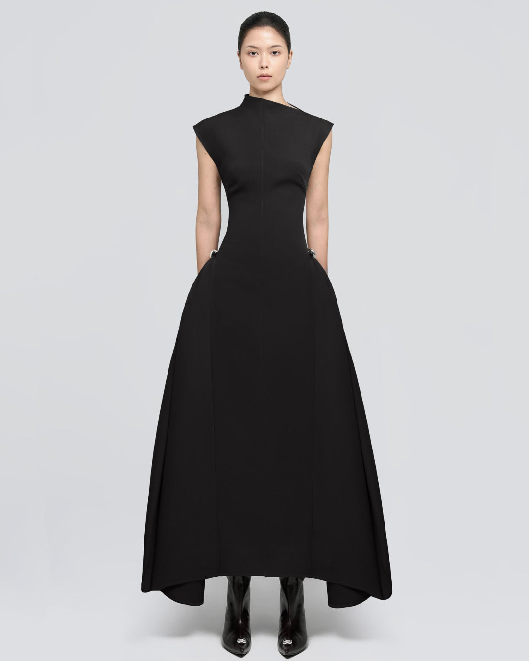 Meshki Black Midi Dress, Black Midi Dress for Graduation, shein black midi dress, black midi length dress