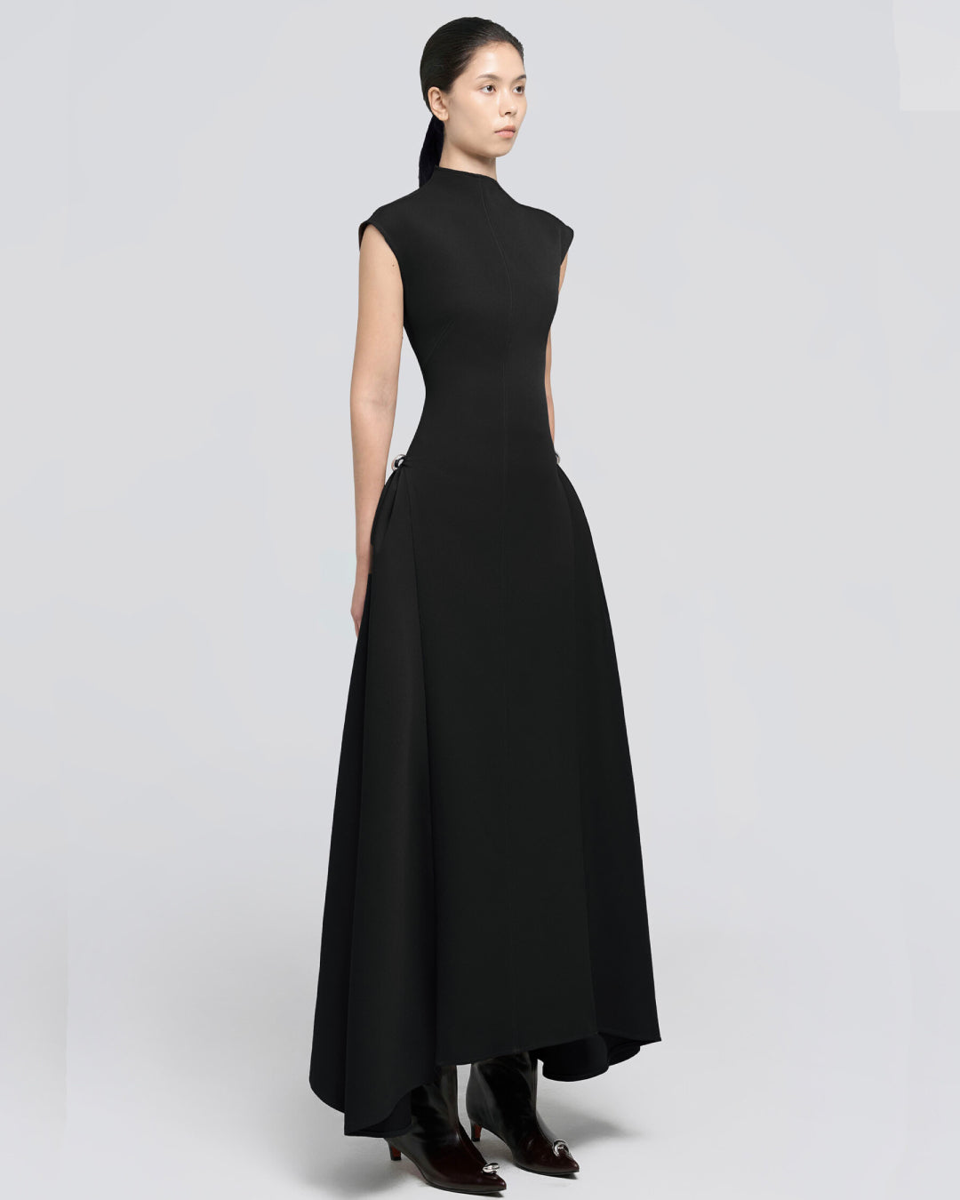 Meshki Black Midi Dress, Black Midi Dress for Graduation, shein black midi dress, black midi length dress