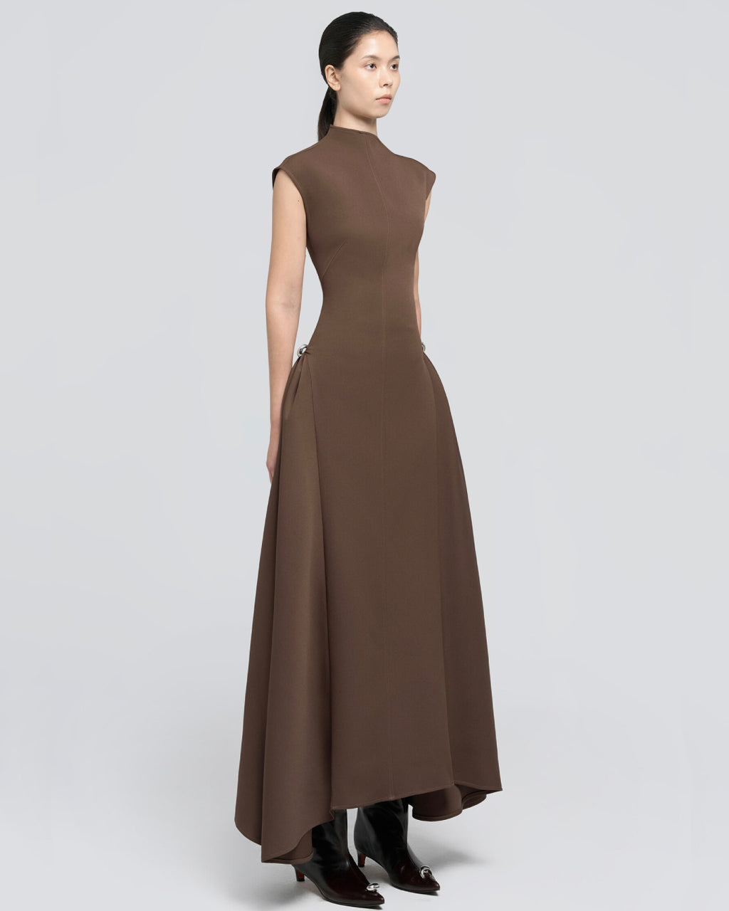Meshki Brown Midi Dress, Brown Midi Dress for Wedding Guest, asos brown midi dress