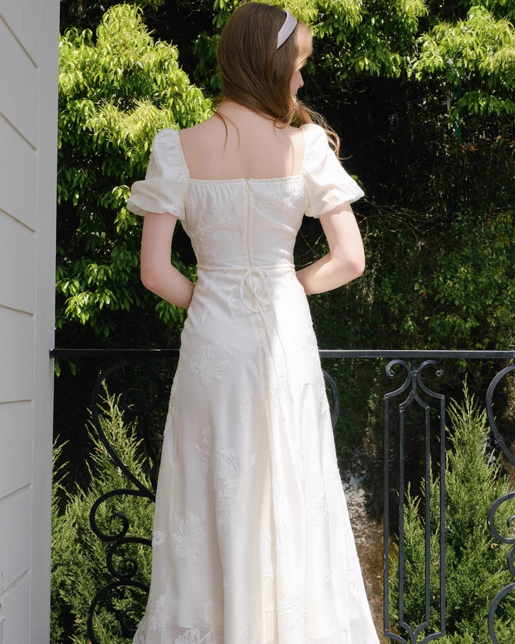 Mira Floral Jacquard Tiered Midi Dress in Ivory, white dress to wear to bridal shower, bridal shower dress canada​