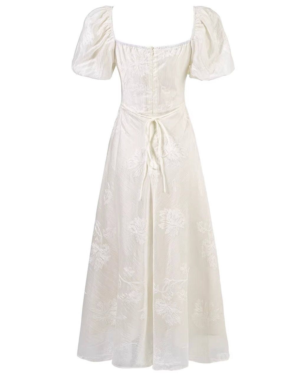 Mira Floral Jacquard Tiered Midi Dress in Ivory, dress for bridal shower, floral bridal shower dress​