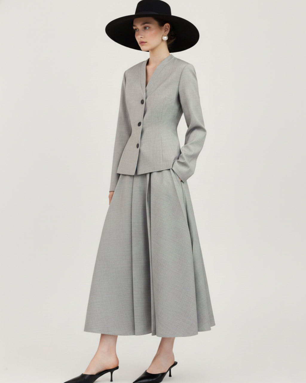 Misha Midi Skirt in Gray, Old Money Clothes, old money dress​