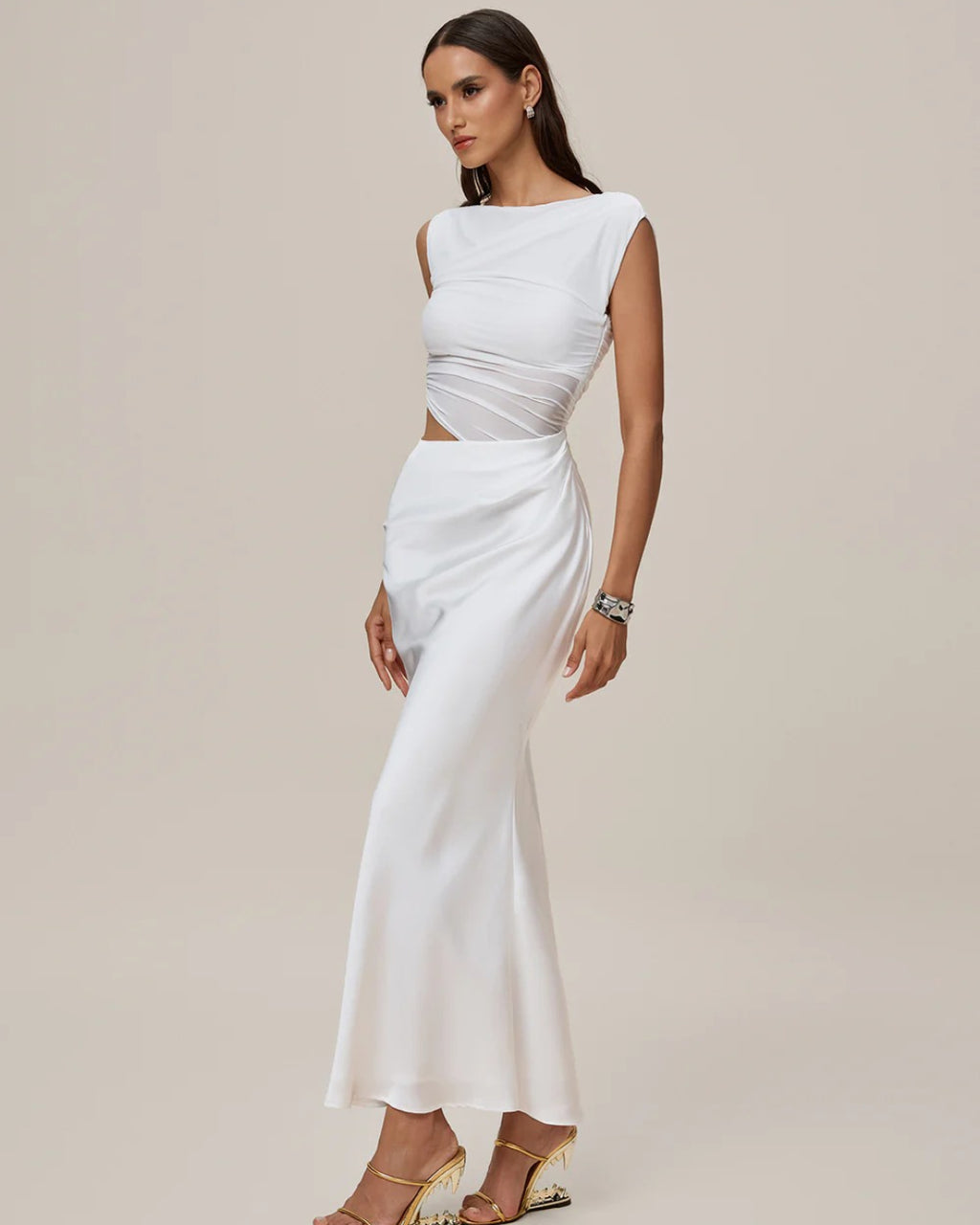 Monica Maxi Dress in White, white maxi dress, babyboo white dress