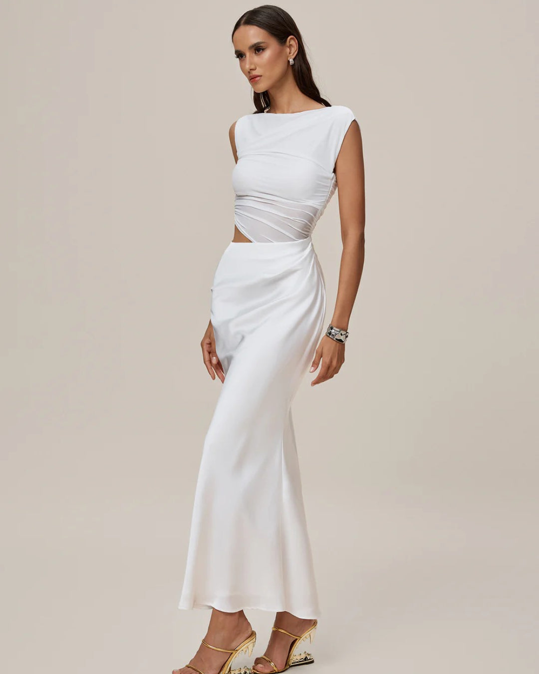 white maxi party dress Monica in for Women Blue Cheese Dressing | this dress combines timeless pretaporter Color:Custom Color（Leaving n note）