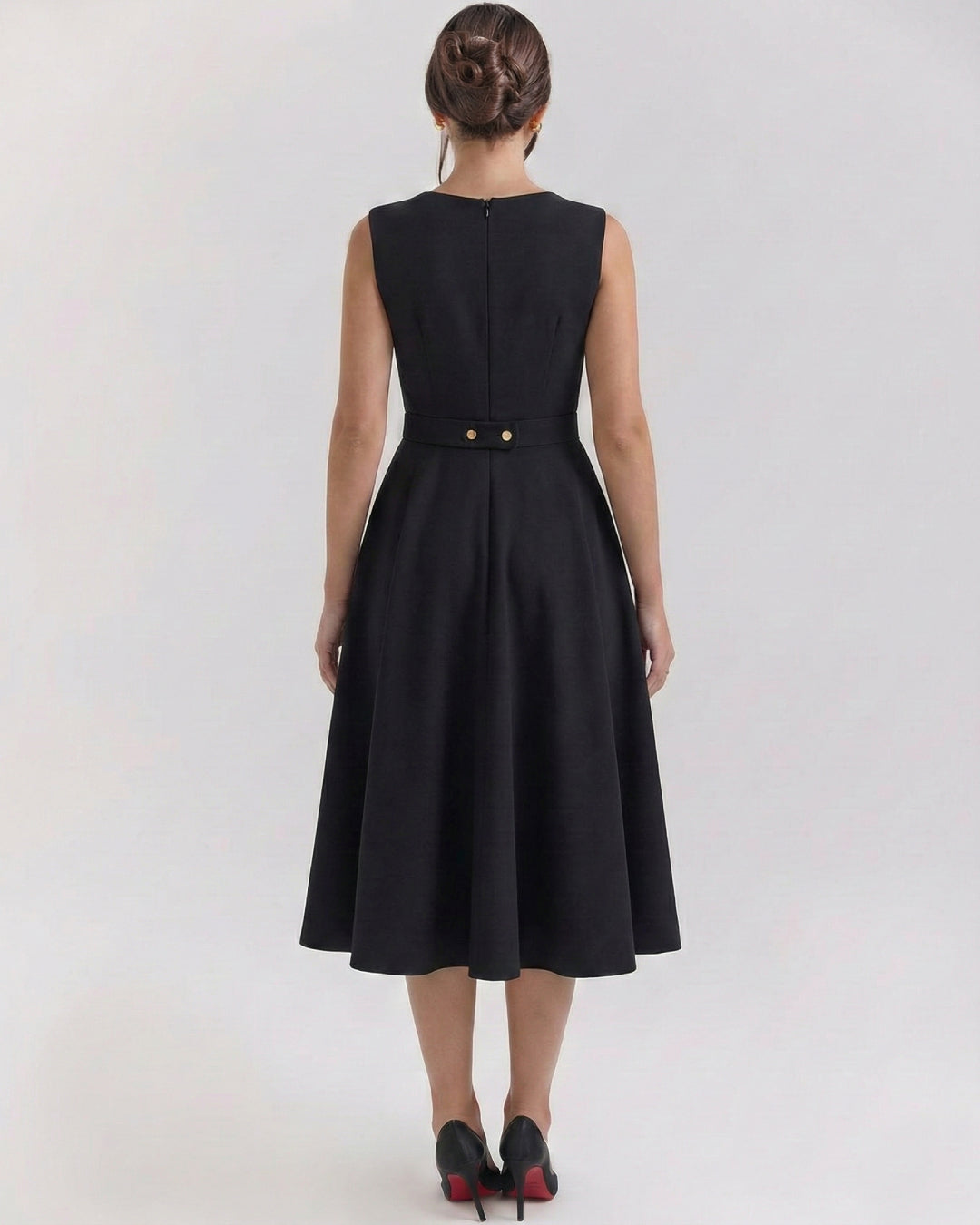 midi dress for formal event Midi Dress - For Women - Ruched Wrap Bodice - V-Neck Sleeveless - Front Slit - Elegant Formal Style