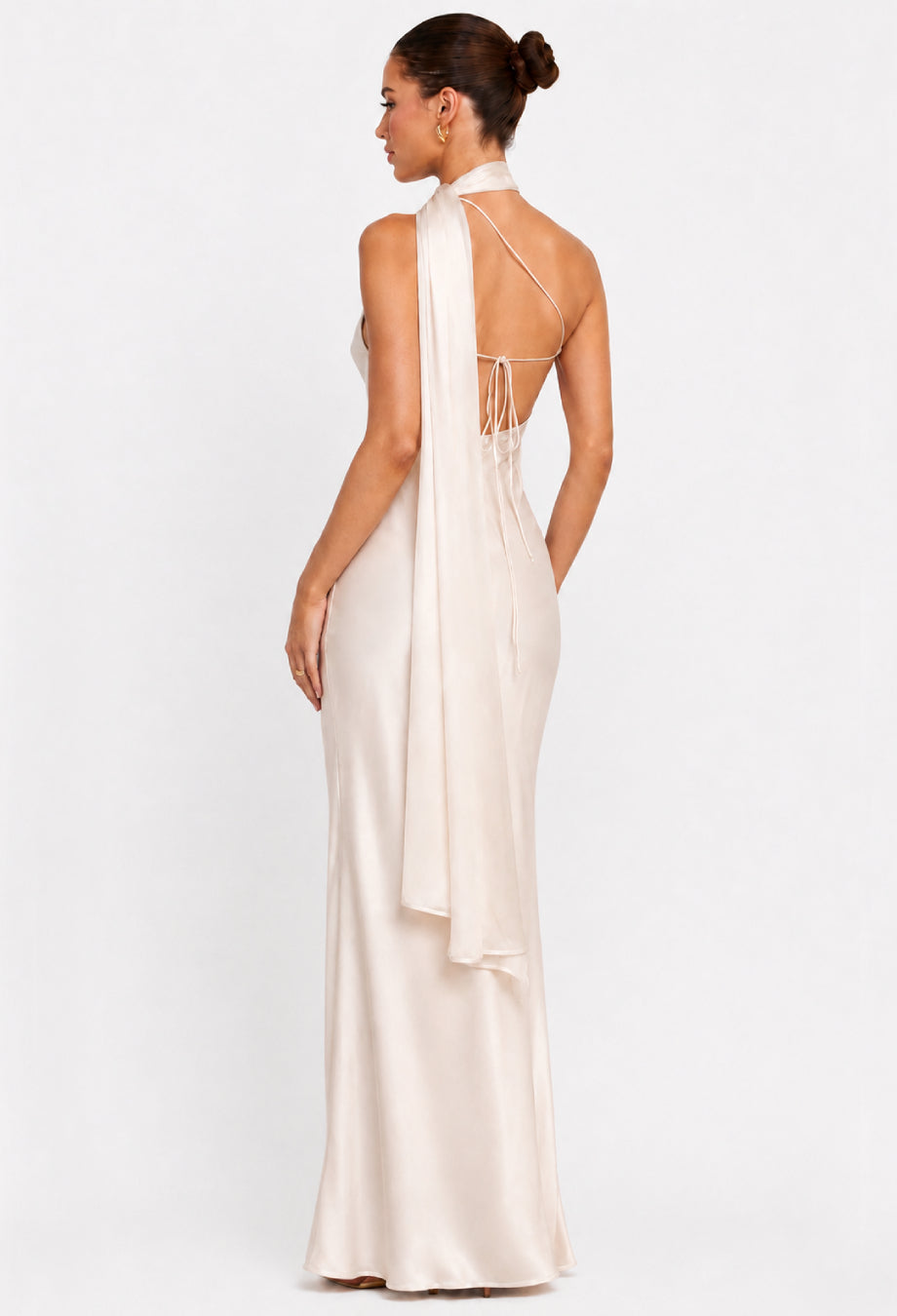 Morven Ivory Satin Rehearsal Dinner Maxi Dress for Brides
