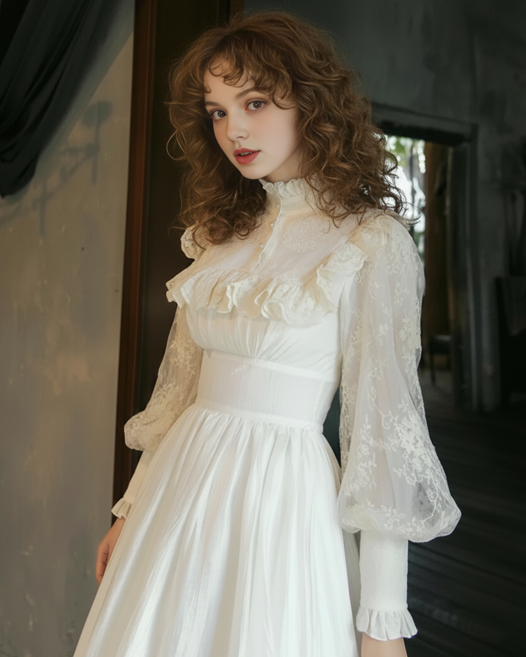 Nalini Long Sleeve Lacemade Midi Dress, princess dress​, princess tiana dress, princess dress up​